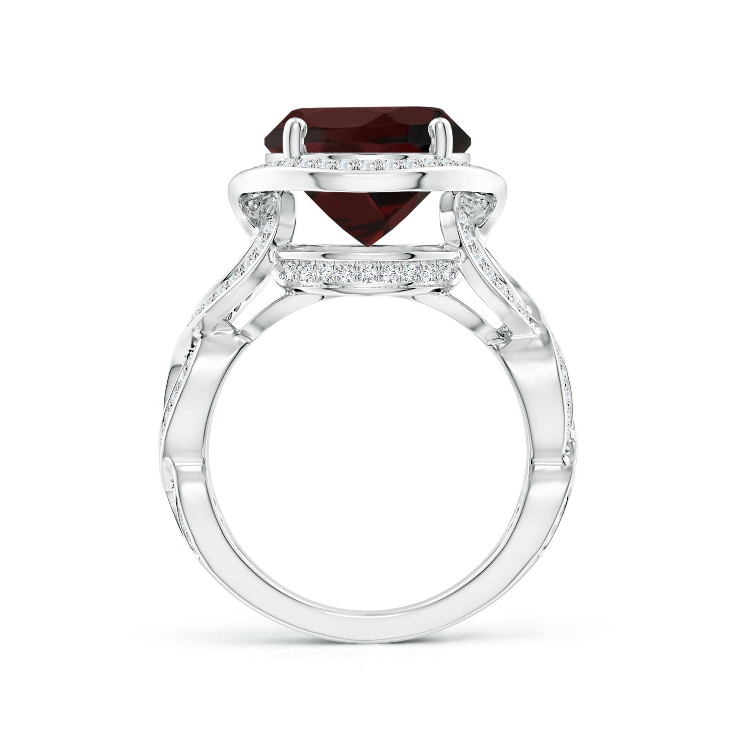 14.97x10.02x7.58mm A GIA Certified Oval Garnet Infinity Shank Ring with Halo in 18CT White Gold - side 2