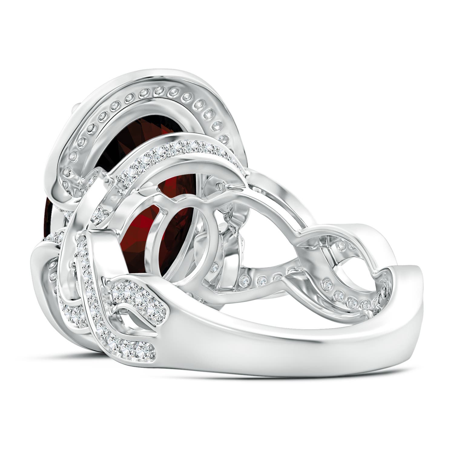 14.97x10.02x7.58mm A GIA Certified Oval Garnet Infinity Shank Ring with Halo in 18CT White Gold - side 5