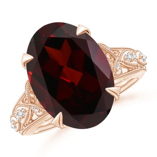 14.97x10.02x7.58mm A GIA Certified Vintage Style Oval Garnet Fleur De Lis Ring in 10K Rose Gold