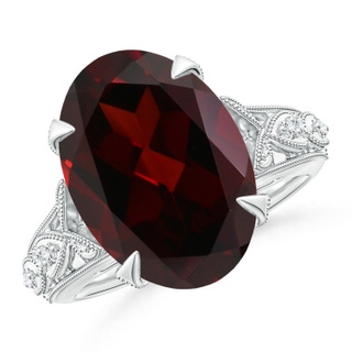 14.97x10.02x7.58mm A GIA Certified Vintage Style Oval Garnet Fleur De Lis Ring in 18K White Gold