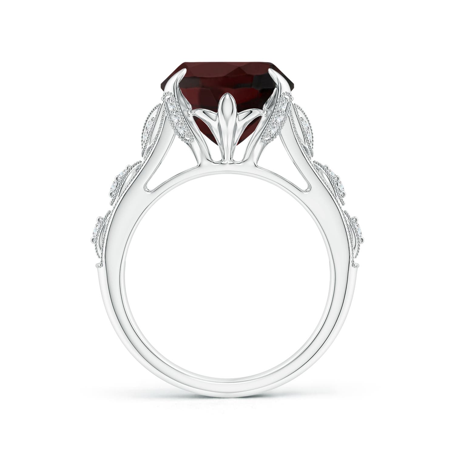14.97x10.02x7.58mm A GIA Certified Vintage Style Oval Garnet Fleur De Lis Ring in 18CT White Gold - side 2