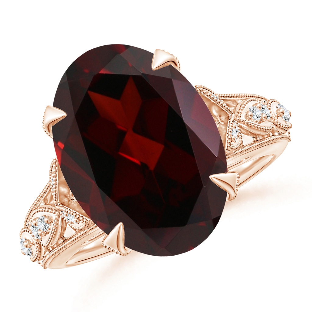 14.97x10.02x7.58mm A GIA Certified Vintage Style Oval Garnet Fleur De Lis Ring in Rose Gold