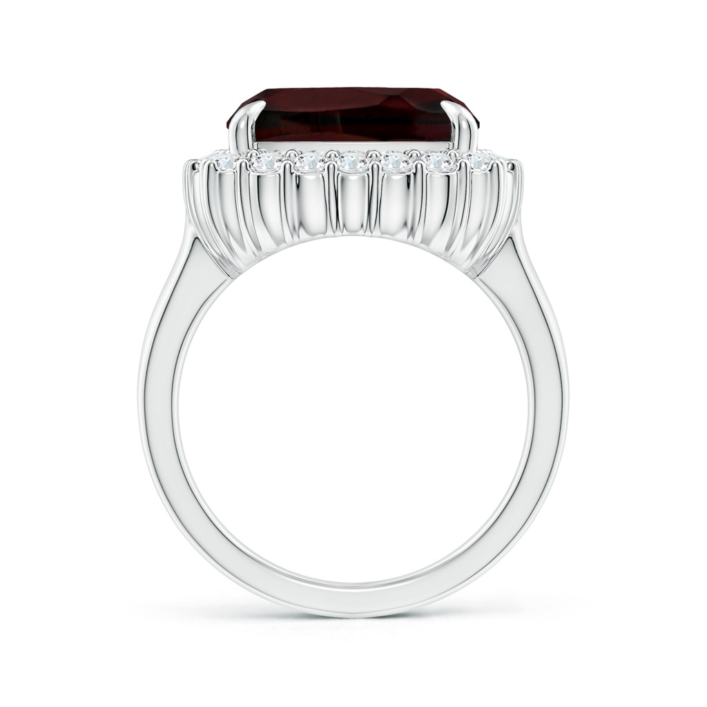 15x12.7mm A GIA Certified Rectangular Cushion Garnet Ring with Diamond Halo in 18K White Gold Side-1