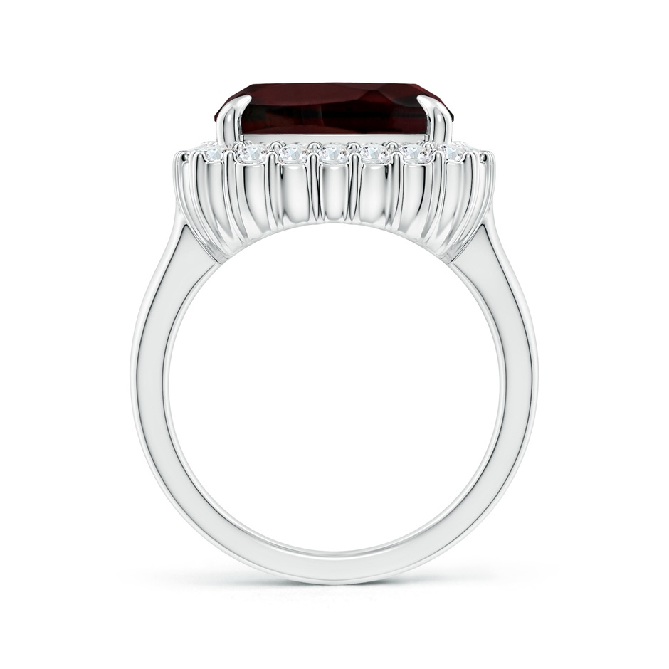 15x12.7mm A GIA Certified Rectangular Cushion Garnet Ring with Diamond Halo in 18K White Gold side-1