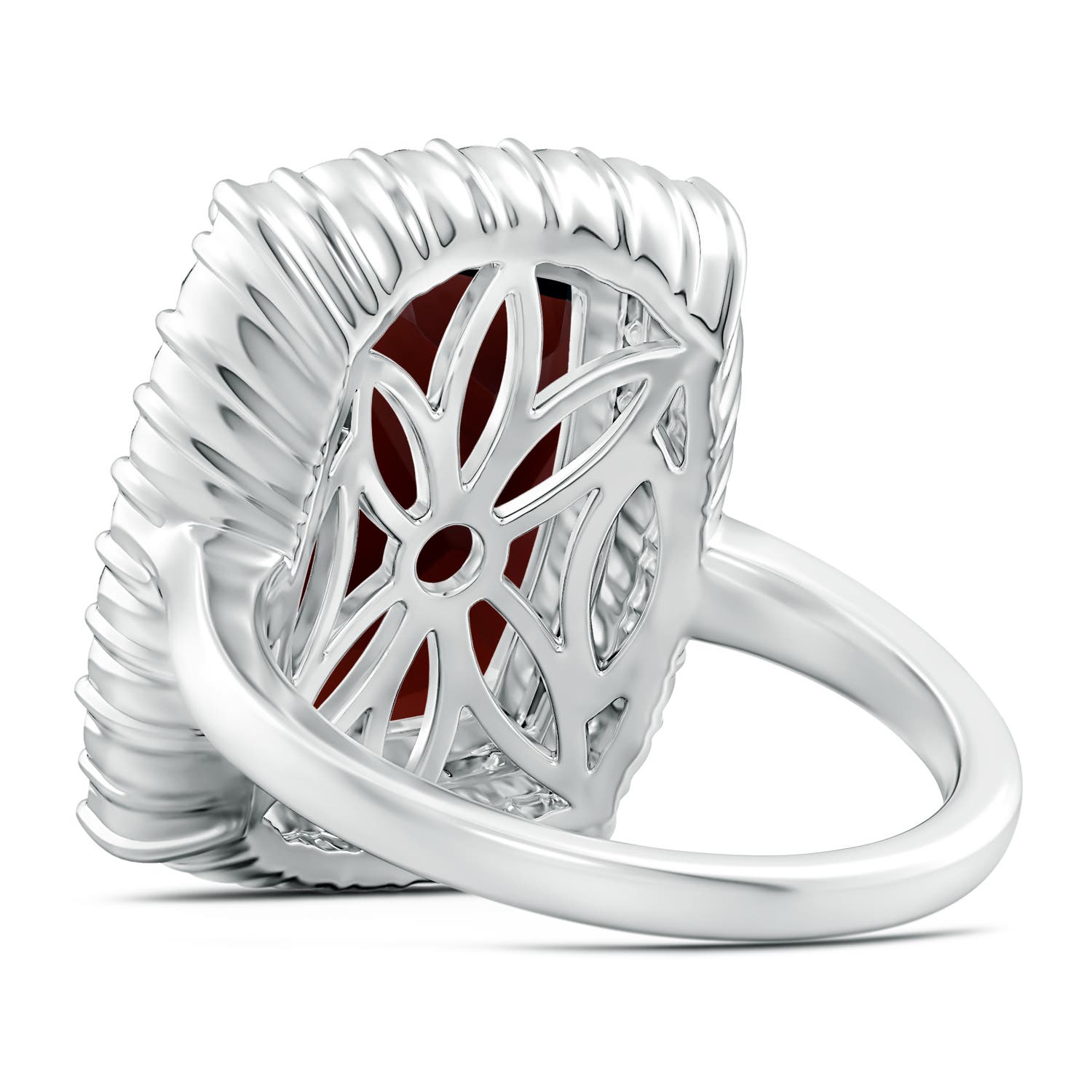 15x12.7mm A GIA Certified Rectangular Cushion Garnet Ring with Diamond Halo in 18CT White Gold - side 5