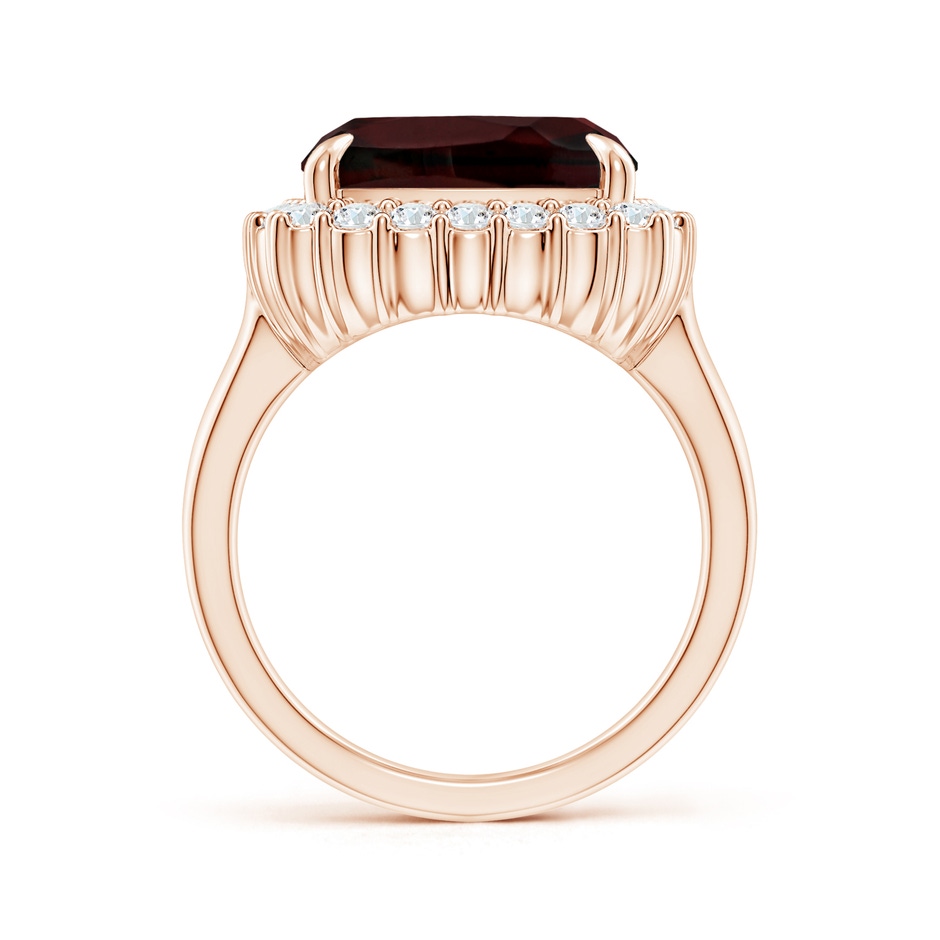 15x12.7mm A GIA Certified Rectangular Cushion Garnet Ring with Diamond Halo in Rose Gold side-1