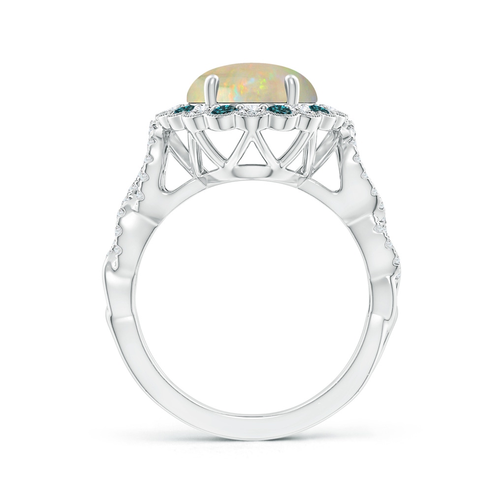 12.90x10.53x4.24mm AAA GIA Certified Oval Opal Ring with Blue & White Diamonds in 18K White Gold Side-1