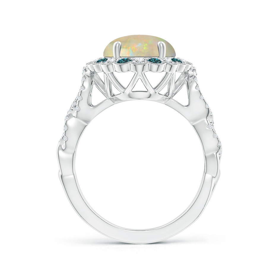 12.90x10.53x4.24mm AAA GIA Certified Oval Opal Ring with Blue & White Diamonds in 18K White Gold side-1