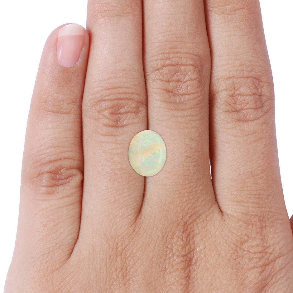 12.90x10.53x4.24mm AAA GIA Certified Oval Opal Ring with Blue & White Diamonds in 18K White Gold stone