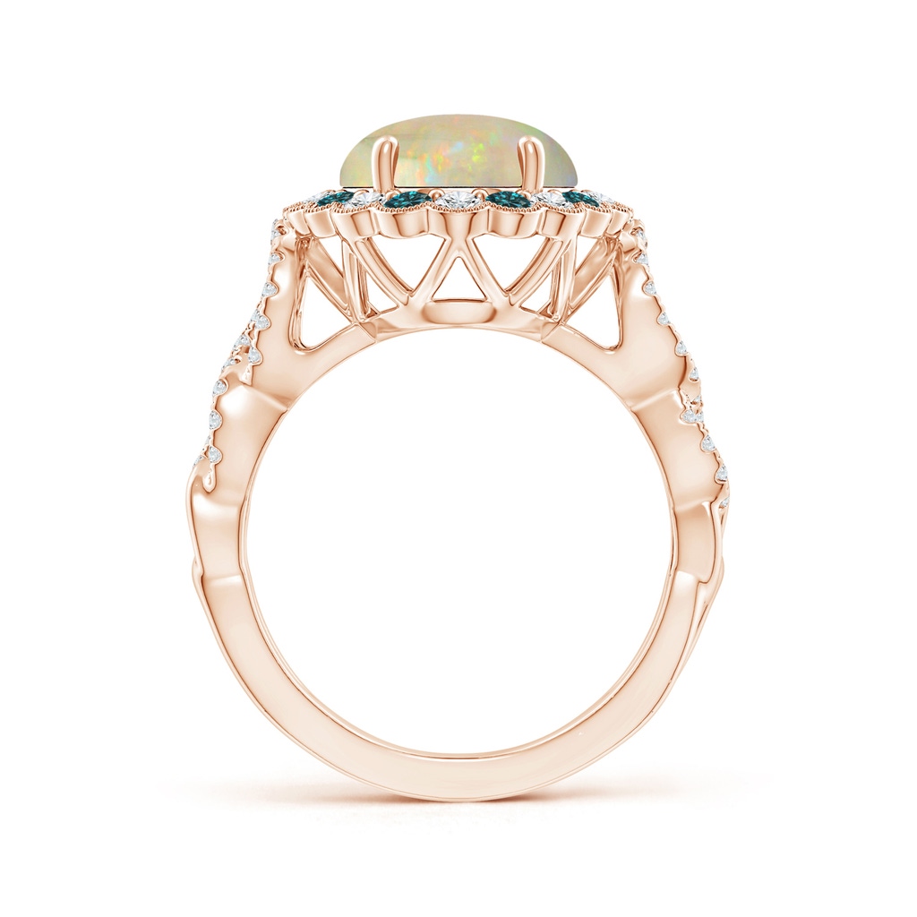 12.90x10.53x4.24mm AAA GIA Certified Oval Opal Ring with Blue & White Diamonds in Rose Gold - side 199