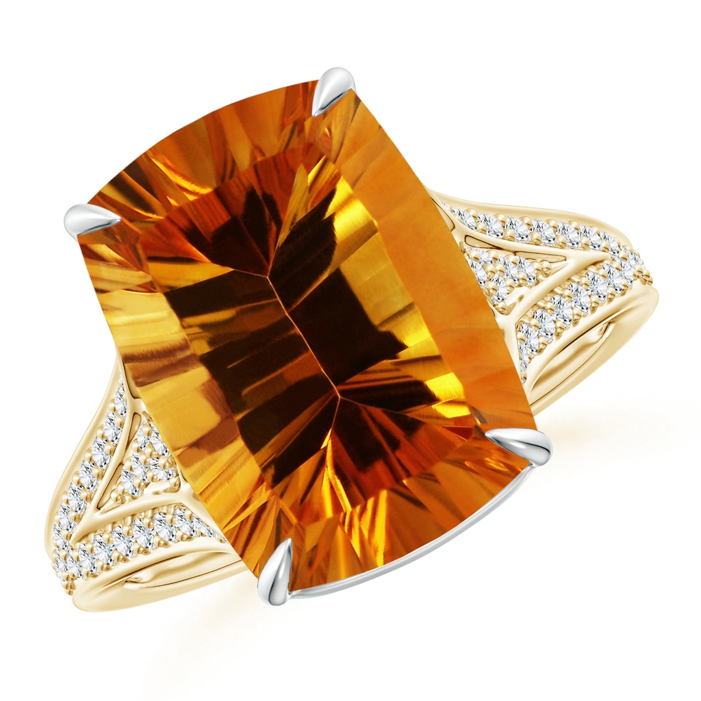 14.08x10.01x7.08mm AAAA GIA Certified Rectangular Cushion Rectangular Citrine Ring in 18K Yellow Gold 18K White Gold