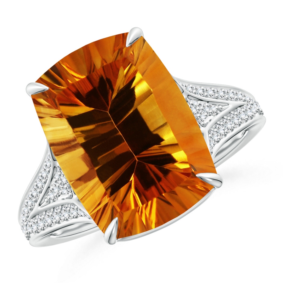 14.08x10.01x7.08mm AAAA GIA Certified Rectangular Cushion Rectangular Citrine Ring in White Gold 