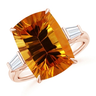 14.08x10.01x7.08mm AAAA GIA Certified Citrine Ring with Baguette Diamonds in 18K Rose Gold