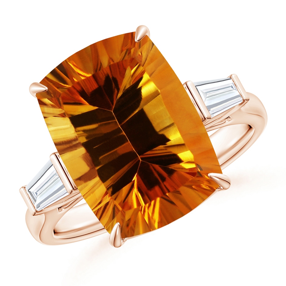 14.08x10.01x7.08mm AAAA GIA Certified Citrine Ring with Baguette Diamonds in 9K Rose Gold 