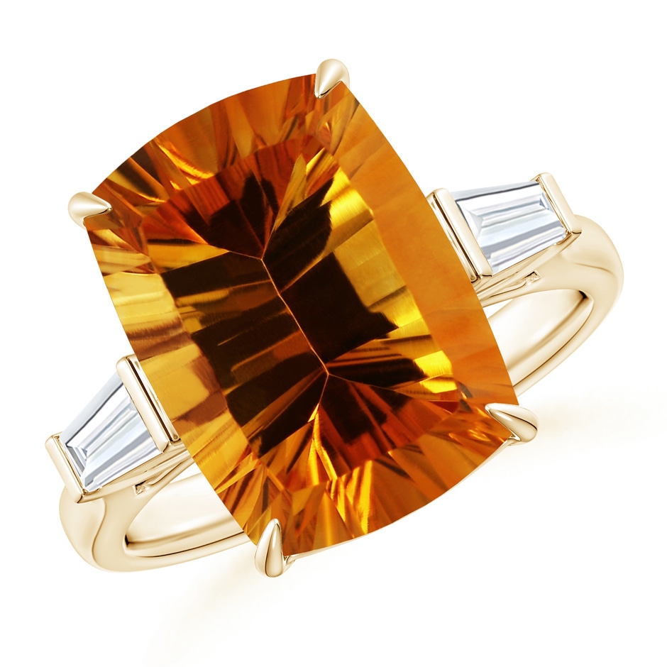 14.08x10.01x7.08mm AAAA GIA Certified Citrine Ring with Baguette Diamonds in 9K Yellow Gold 