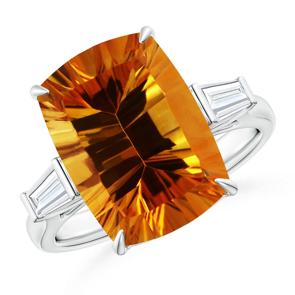 14.08x10.01x7.08mm AAAA GIA Certified Citrine Ring with Baguette Diamonds in White Gold