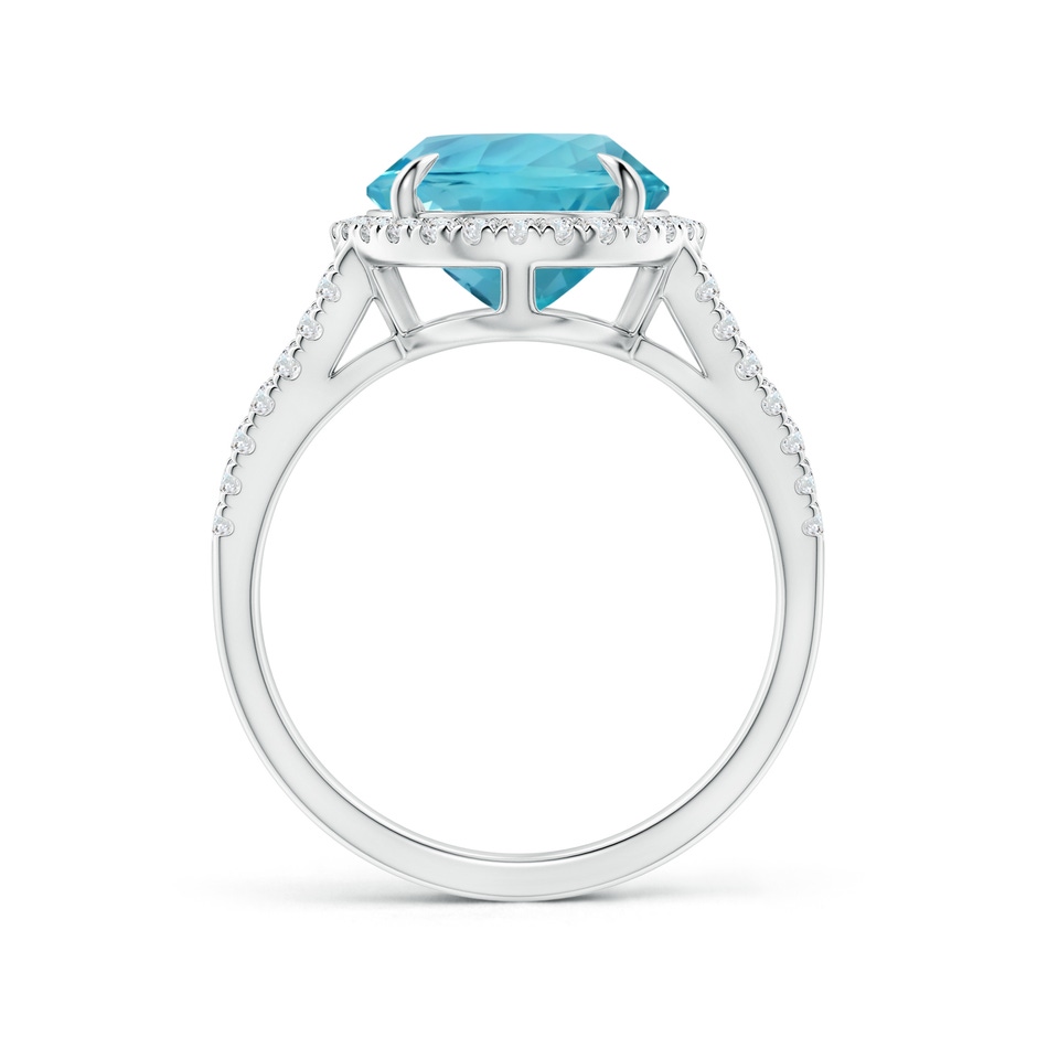 12.11x9.10x6.24mm AAA GIA Certified Oval Aquamarine Split Shank Ring with Halo in 18K White Gold side-1