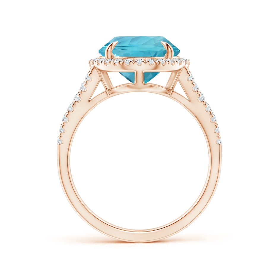 12.11x9.10x6.24mm AAA GIA Certified Oval Aquamarine Split Shank Ring with Halo in Rose Gold side-1