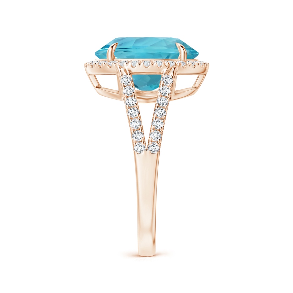 12.11x9.10x6.24mm AAA GIA Certified Oval Aquamarine Split Shank Ring with Halo in Rose Gold side-2