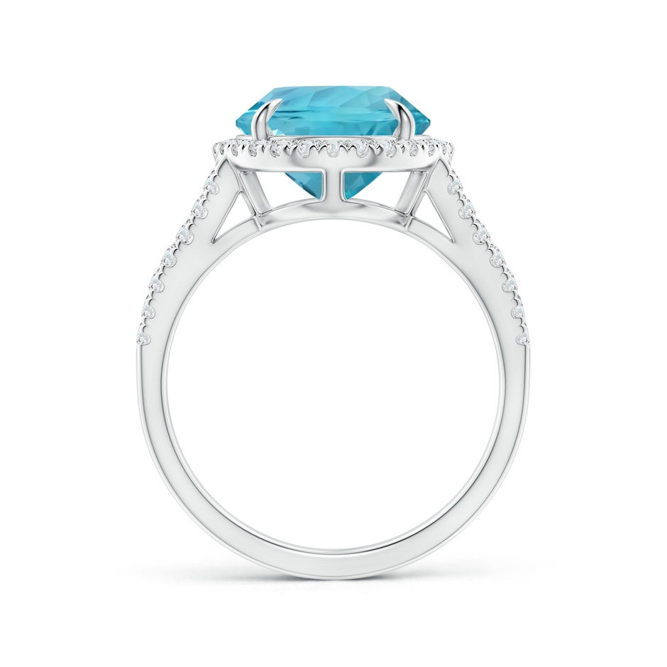 12.11x9.10x6.24mm AAA GIA Certified Oval Aquamarine Split Shank Ring with Halo in White Gold side-1