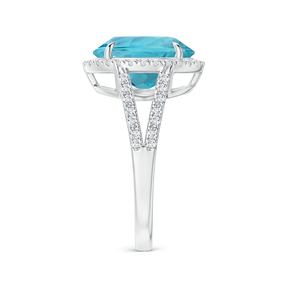 12.11x9.10x6.24mm AAA GIA Certified Oval Aquamarine Split Shank Ring with Halo in White Gold side-2