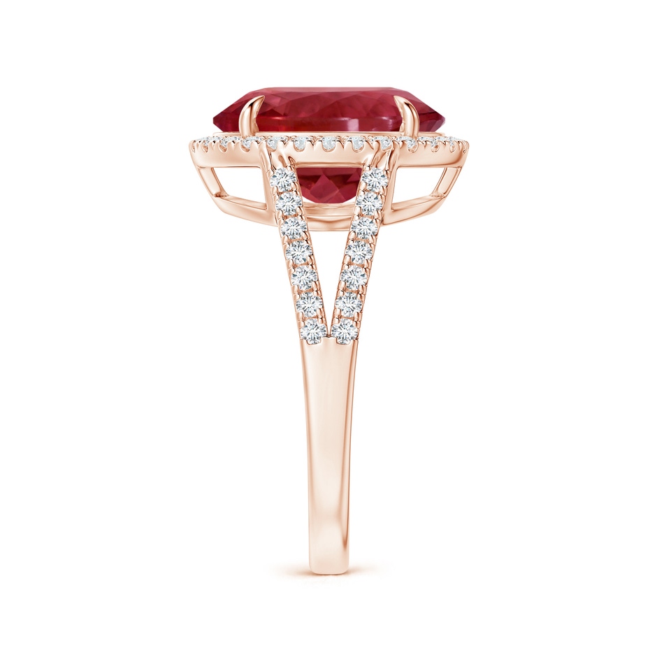 12.18x10.22x7.61mm AAAA GIA Certified Oval Pink Tourmaline Split Shank Ring with Halo in 18K Rose Gold side 399