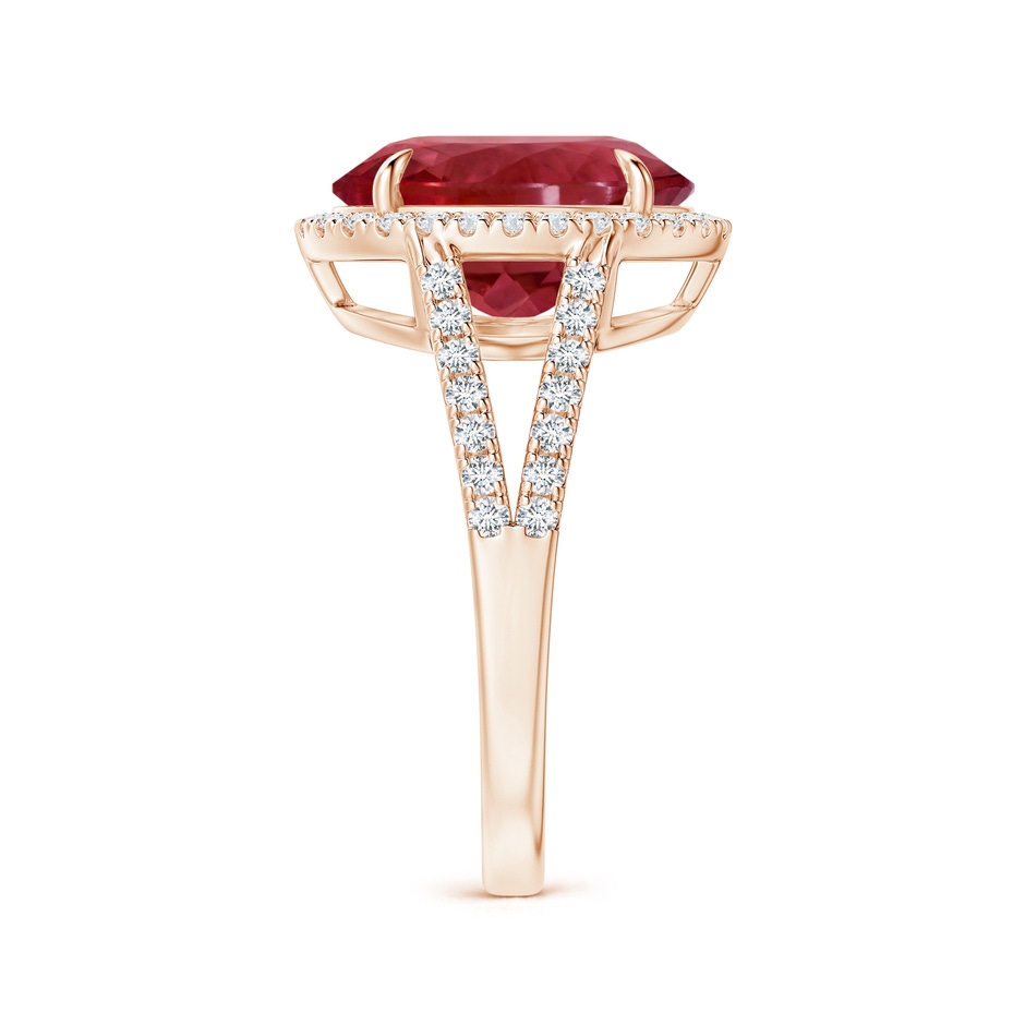 12.18x10.22x7.61mm AAAA GIA Certified Oval Pink Tourmaline Split Shank Ring with Halo in Rose Gold side 399