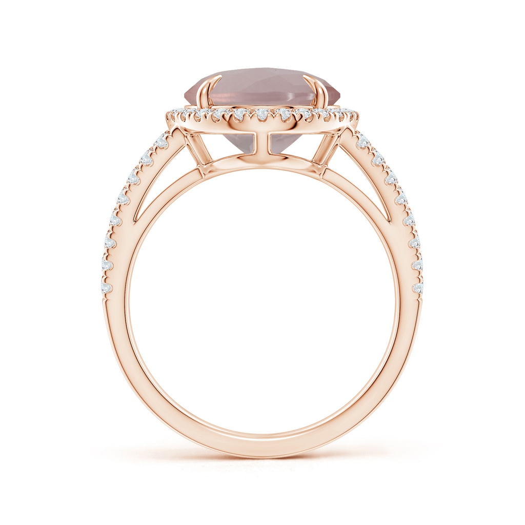 12.14x10.08x6.70mm AAAA Oval GIA Certified Rose Quartz Split Shank Ring with Halo in Rose Gold - side 199