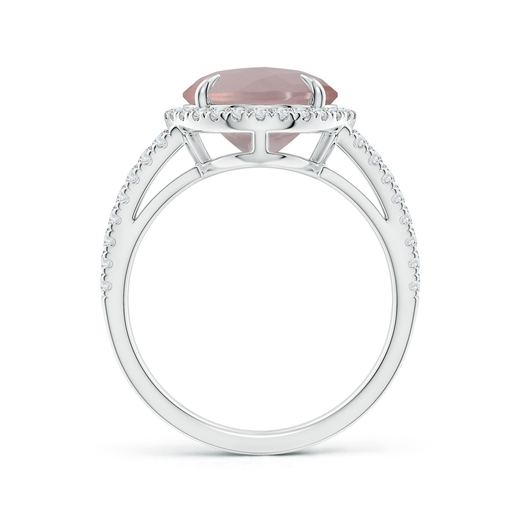 12.14x10.08x6.70mm AAAA Oval GIA Certified Rose Quartz Split Shank Ring with Halo in White Gold - side 199