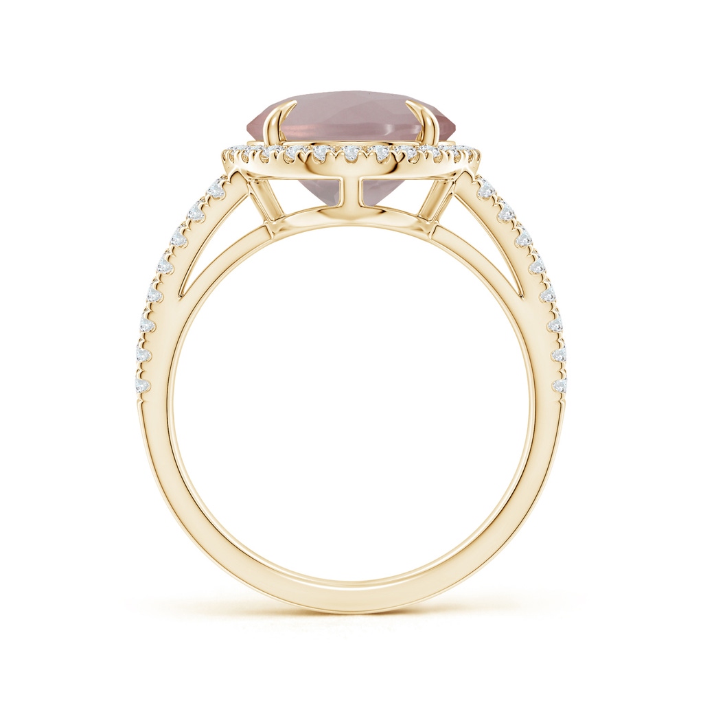 12.14x10.08x6.70mm AAAA Oval GIA Certified Rose Quartz Split Shank Ring with Halo in Yellow Gold - side 199