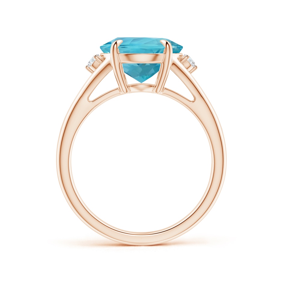 12.11x9.10x6.24mm AAA GIA Certified Oval Aquamarine Ring with Diamond Accents in Rose Gold side-1