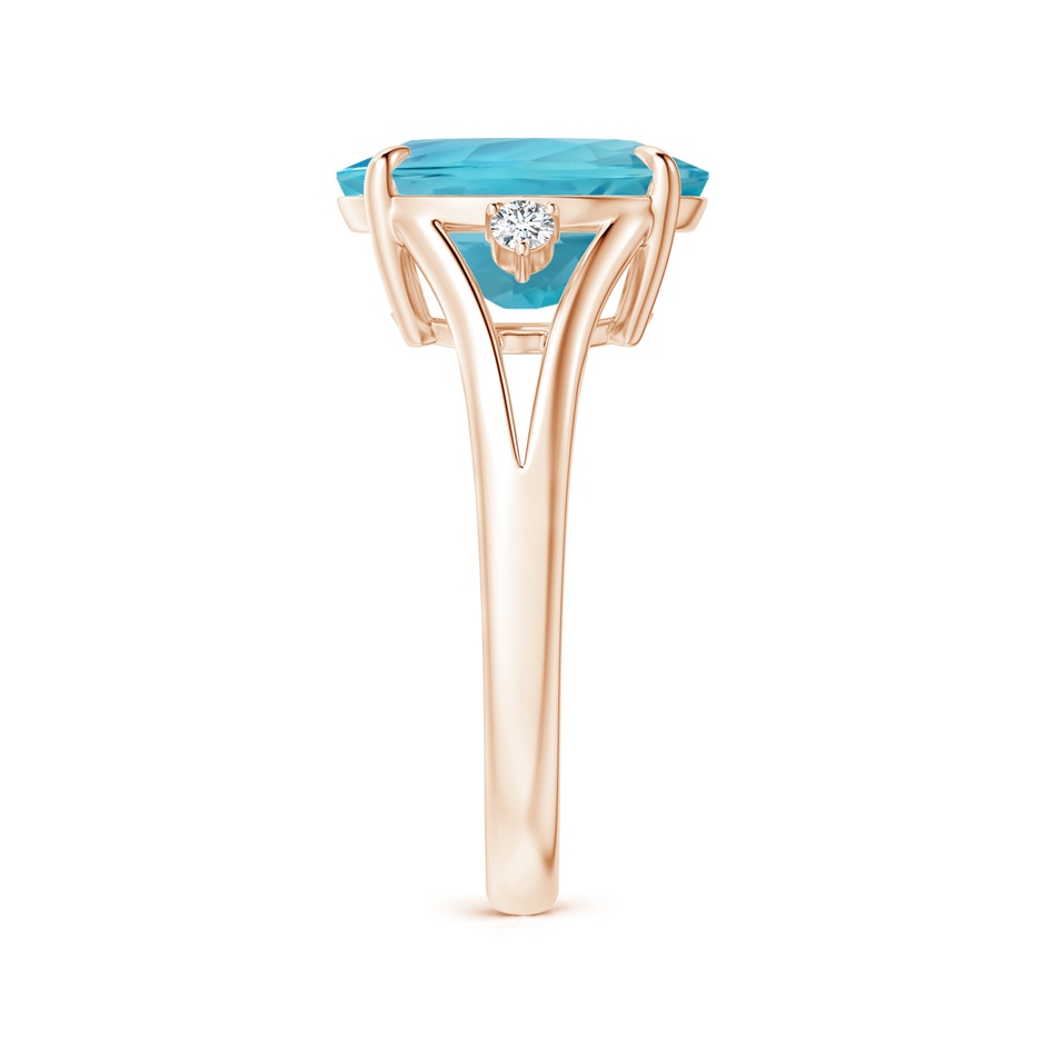12.11x9.10x6.24mm AAA GIA Certified Oval Aquamarine Ring with Diamond Accents in Rose Gold side-2