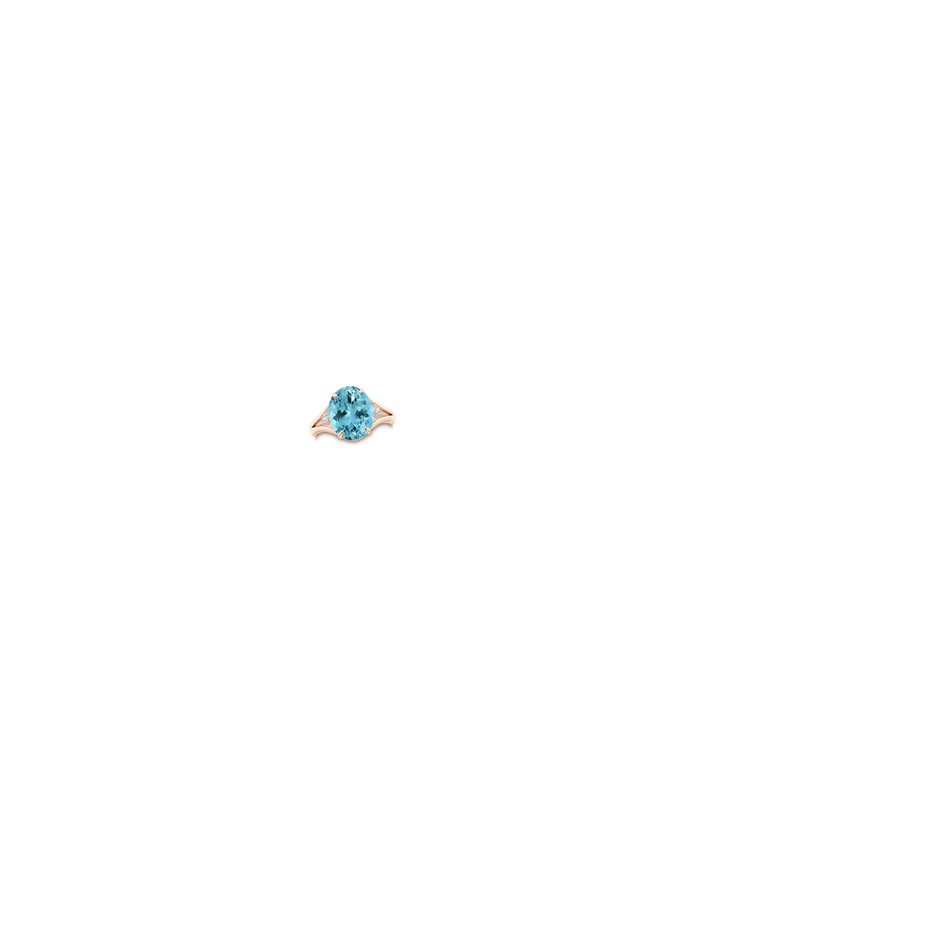 12.11x9.10x6.24mm AAA GIA Certified Oval Aquamarine Ring with Diamond Accents in Rose Gold body-hand