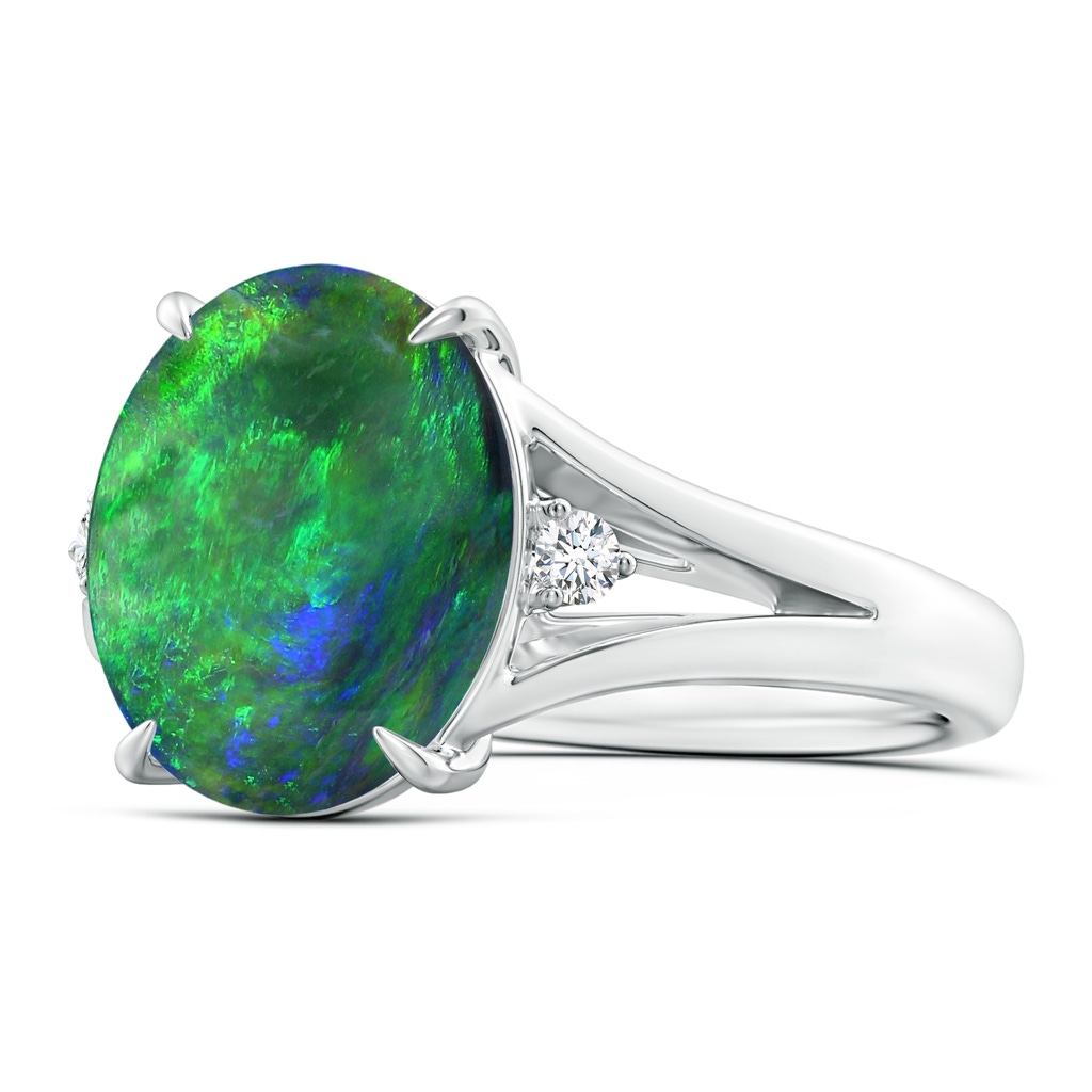11.68x10.10x3.60mm AAA GIA Certified Oval Black Opal Ring with Diamond Accents in P950 Platinum Side 199