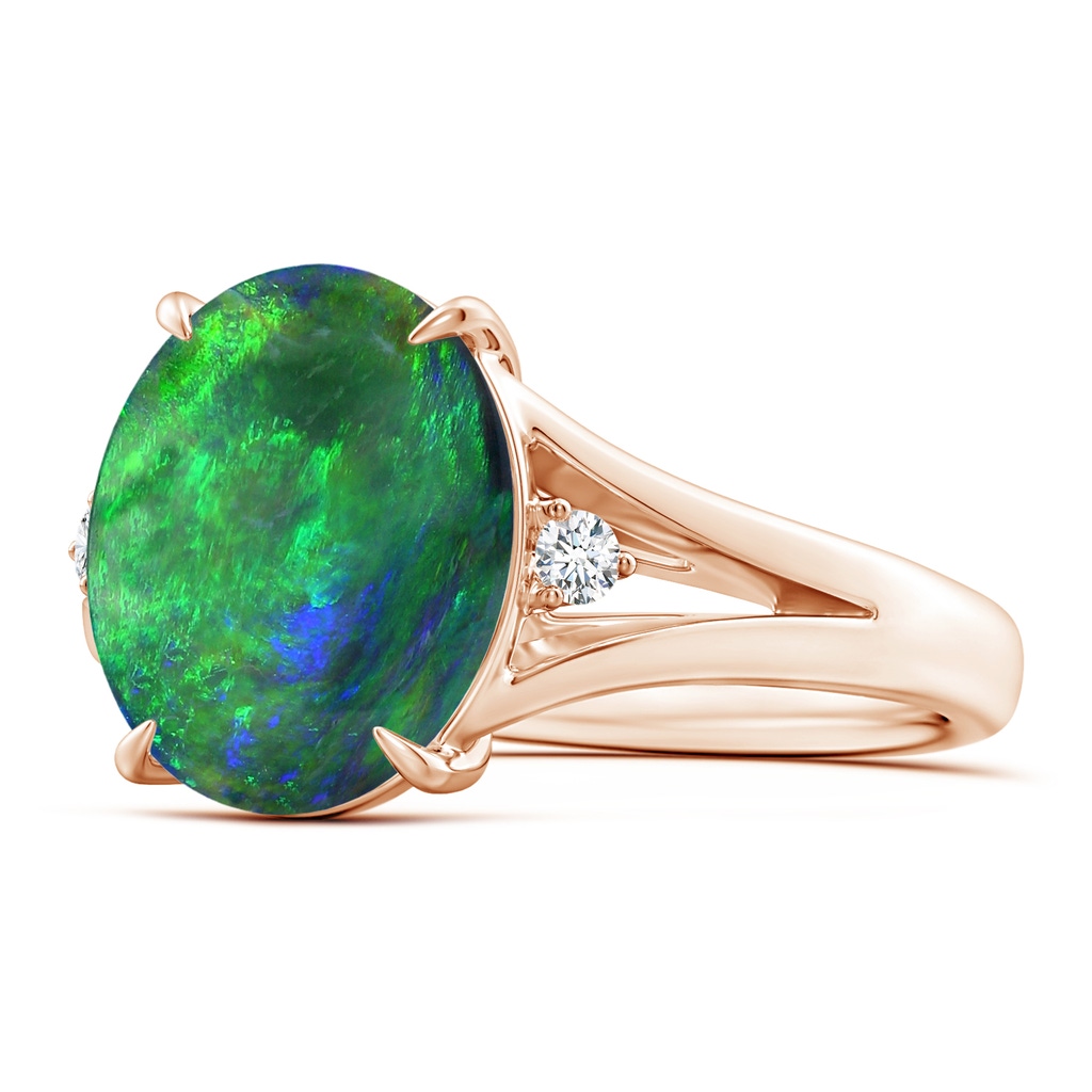 11.68x10.10x3.60mm AAA GIA Certified Oval Black Opal Ring with Diamond Accents in Rose Gold Side 199