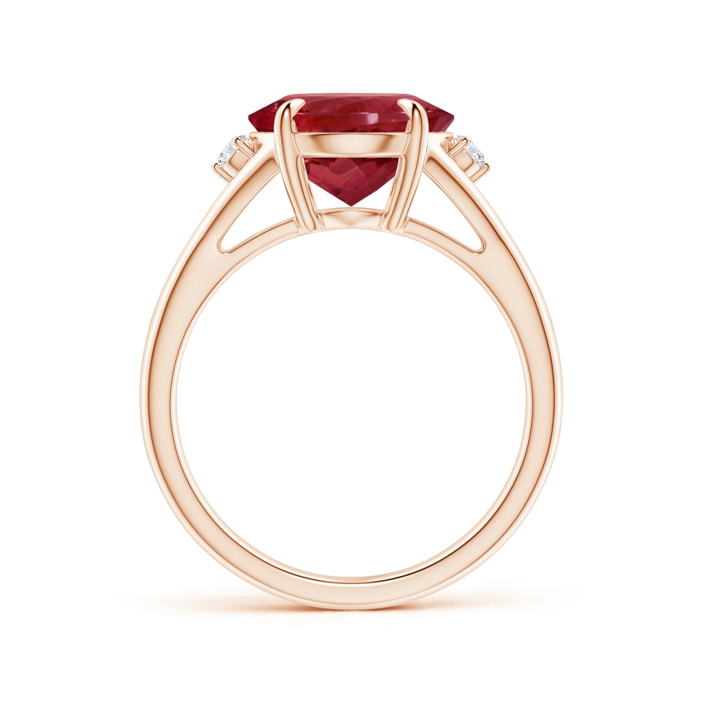 12.18x10.22x7.61mm AAAA GIA Certified Oval Pink Tourmaline Ring with Diamond Accents in 10K Rose Gold - side 199