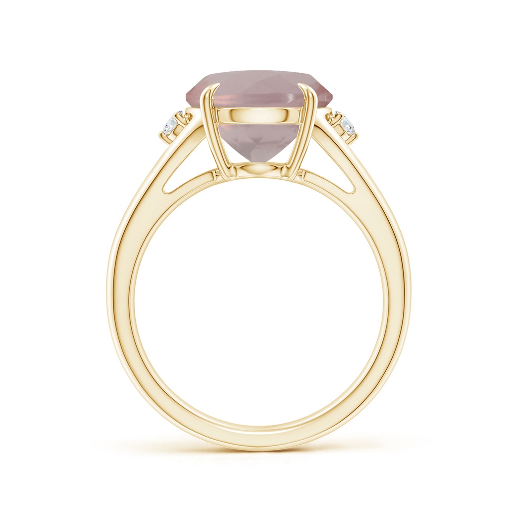 12.14x10.08x6.70mm AAAA GIA Certified Oval Rose Quartz Ring with Diamond Accents in 18K Yellow Gold Side 199