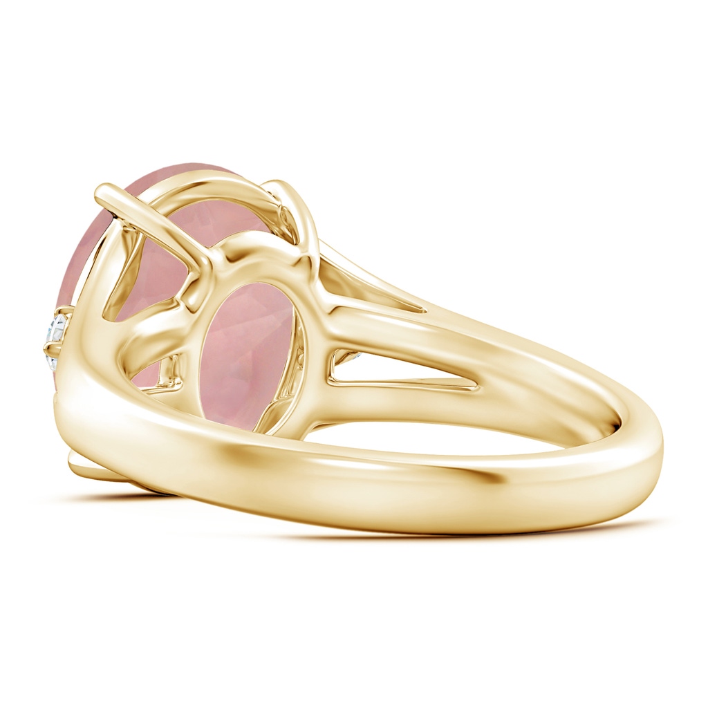 12.14x10.08x6.70mm AAAA GIA Certified Oval Rose Quartz Ring with Diamond Accents in 18K Yellow Gold Side 399