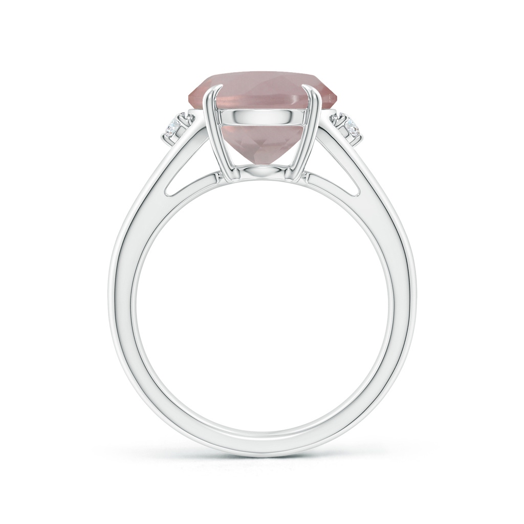 12.14x10.08x6.70mm AAAA GIA Certified Oval Rose Quartz Ring with Diamond Accents in P950 Platinum Side 199