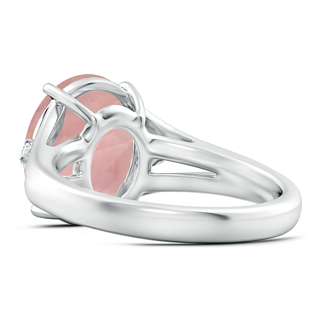 12.14x10.08x6.70mm AAAA GIA Certified Oval Rose Quartz Ring with Diamond Accents in P950 Platinum Side 399