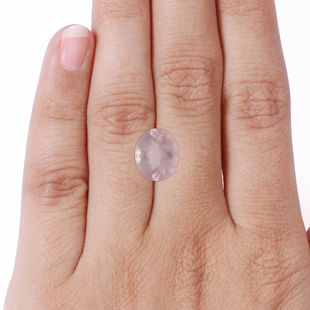 12.14x10.08x6.70mm AAAA GIA Certified Oval Rose Quartz Ring with Diamond Accents in P950 Platinum Side 799