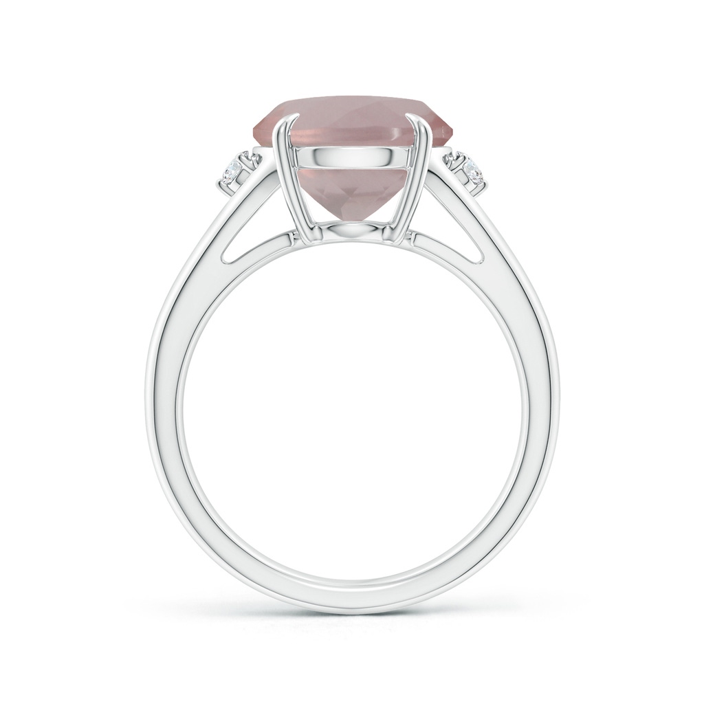 12.14x10.08x6.70mm AAAA GIA Certified Oval Rose Quartz Ring with Diamond Accents in White Gold - side 199