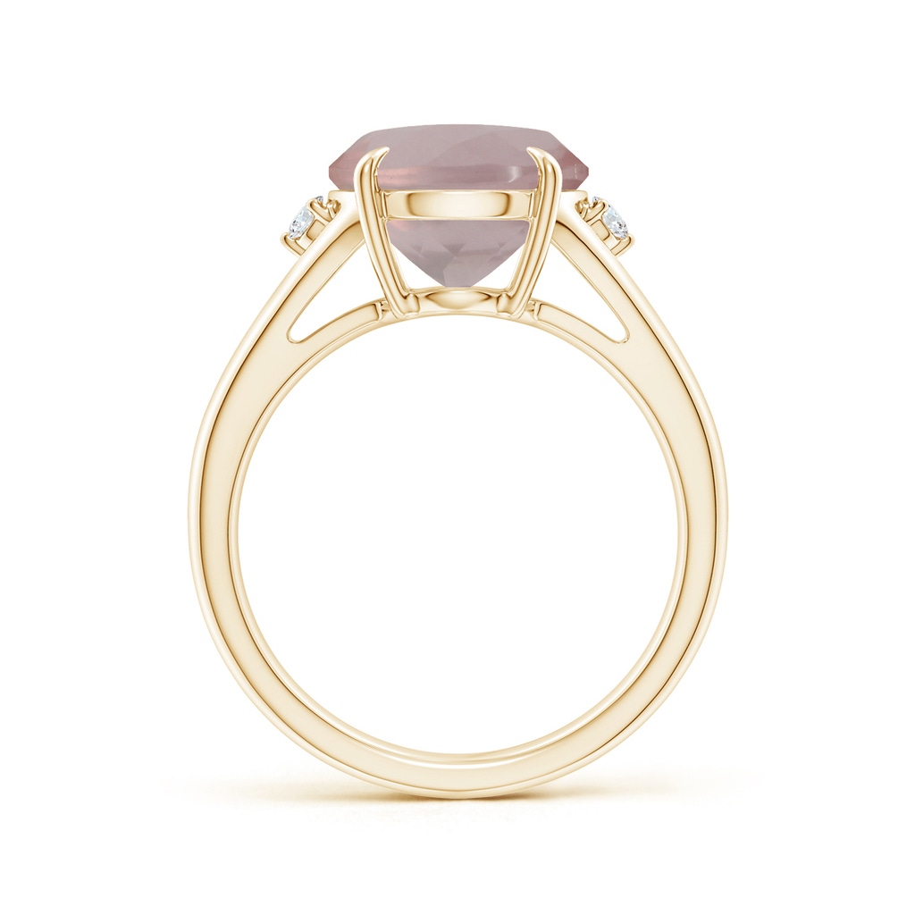 12.14x10.08x6.70mm AAAA GIA Certified Oval Rose Quartz Ring with Diamond Accents in Yellow Gold - side 199