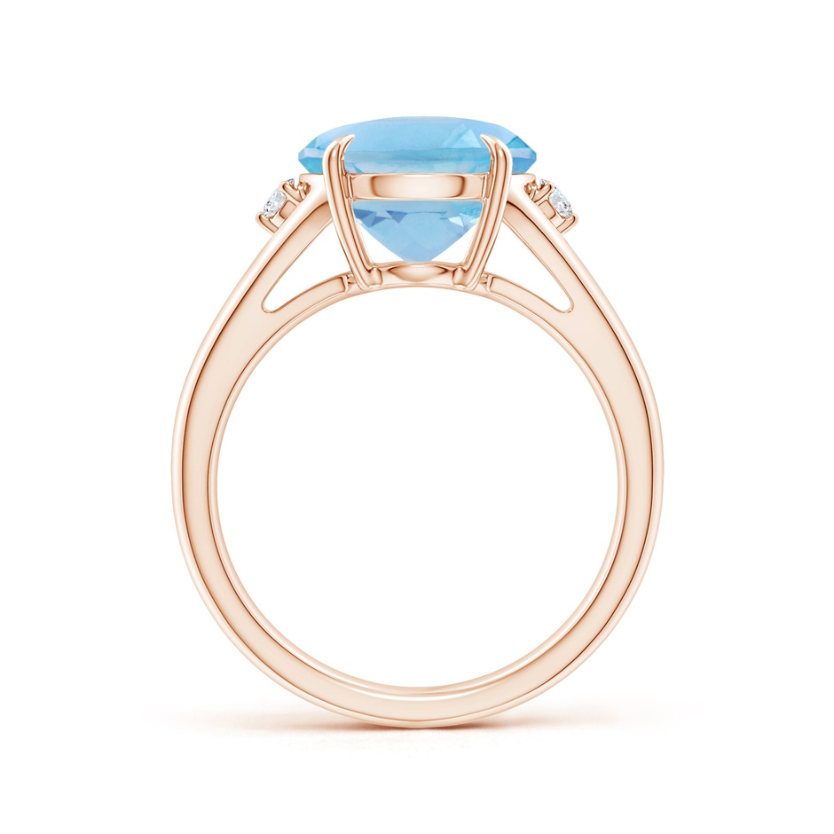 12x10mm A Oval Swiss Blue Topaz Ring with Diamond Accents in Rose Gold side 1