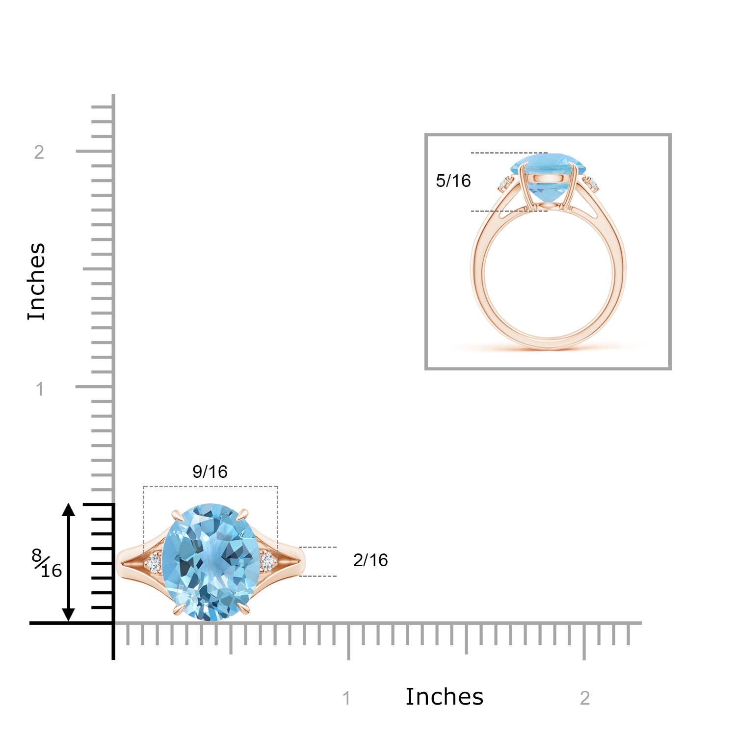 A - Swiss Blue Topaz / 5.67 CT / 14 KT Rose Gold