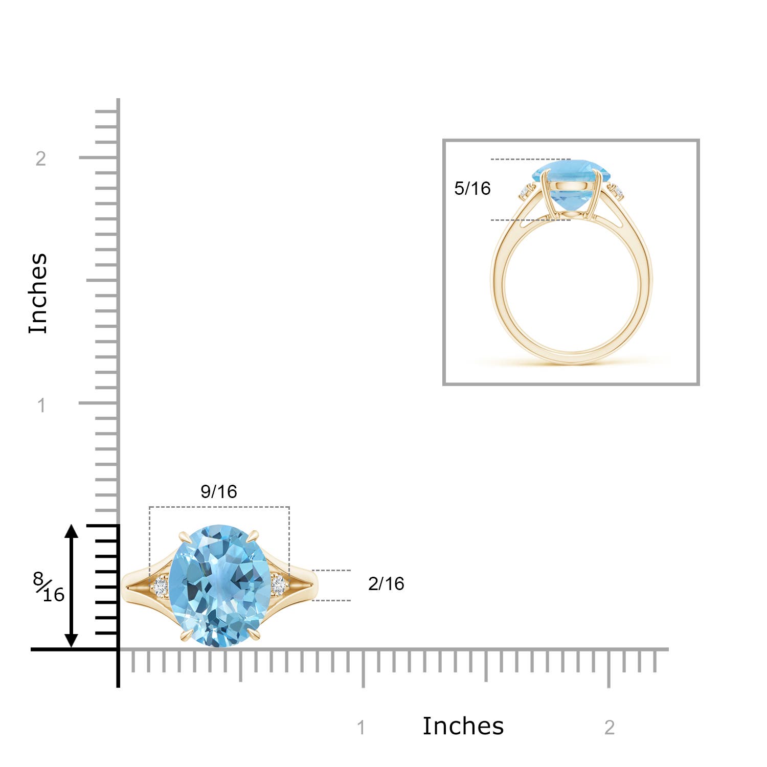 A - Swiss Blue Topaz / 5.67 CT / 14 KT Yellow Gold