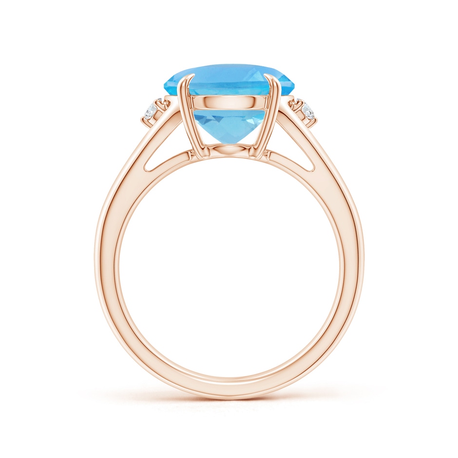 12x10mm AA Oval Swiss Blue Topaz Ring with Diamond Accents in Rose Gold side 1