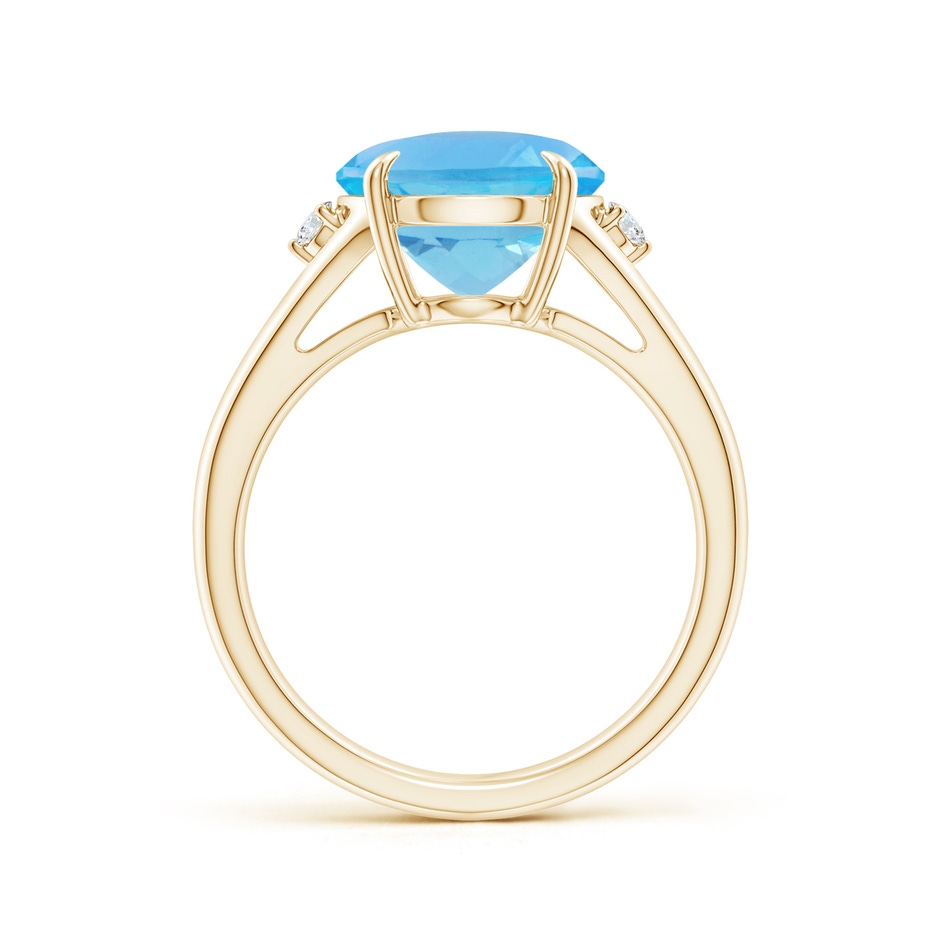 12x10mm AA Oval Swiss Blue Topaz Ring with Diamond Accents in Yellow Gold side 1