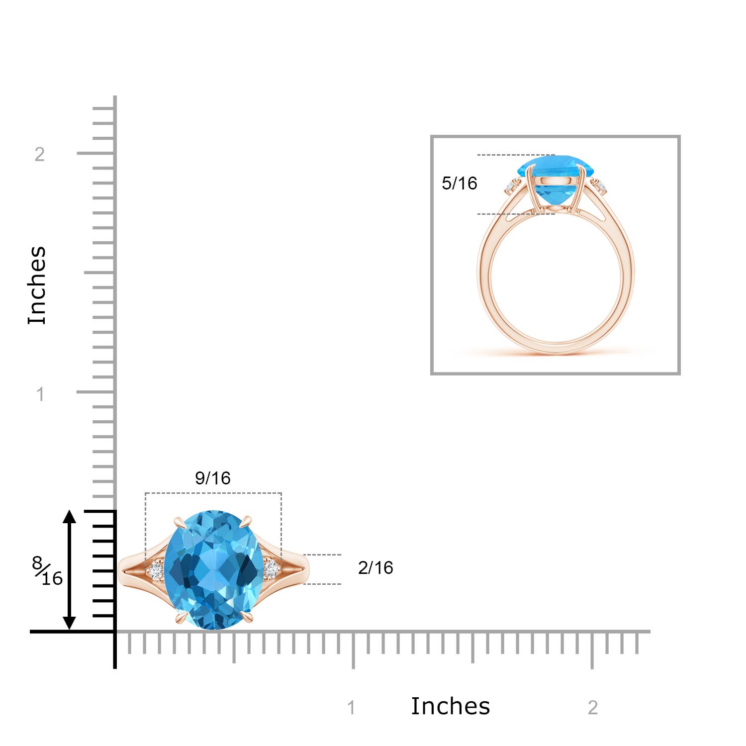 AAA - Swiss Blue Topaz / 5.67 CT / 14 KT Rose Gold