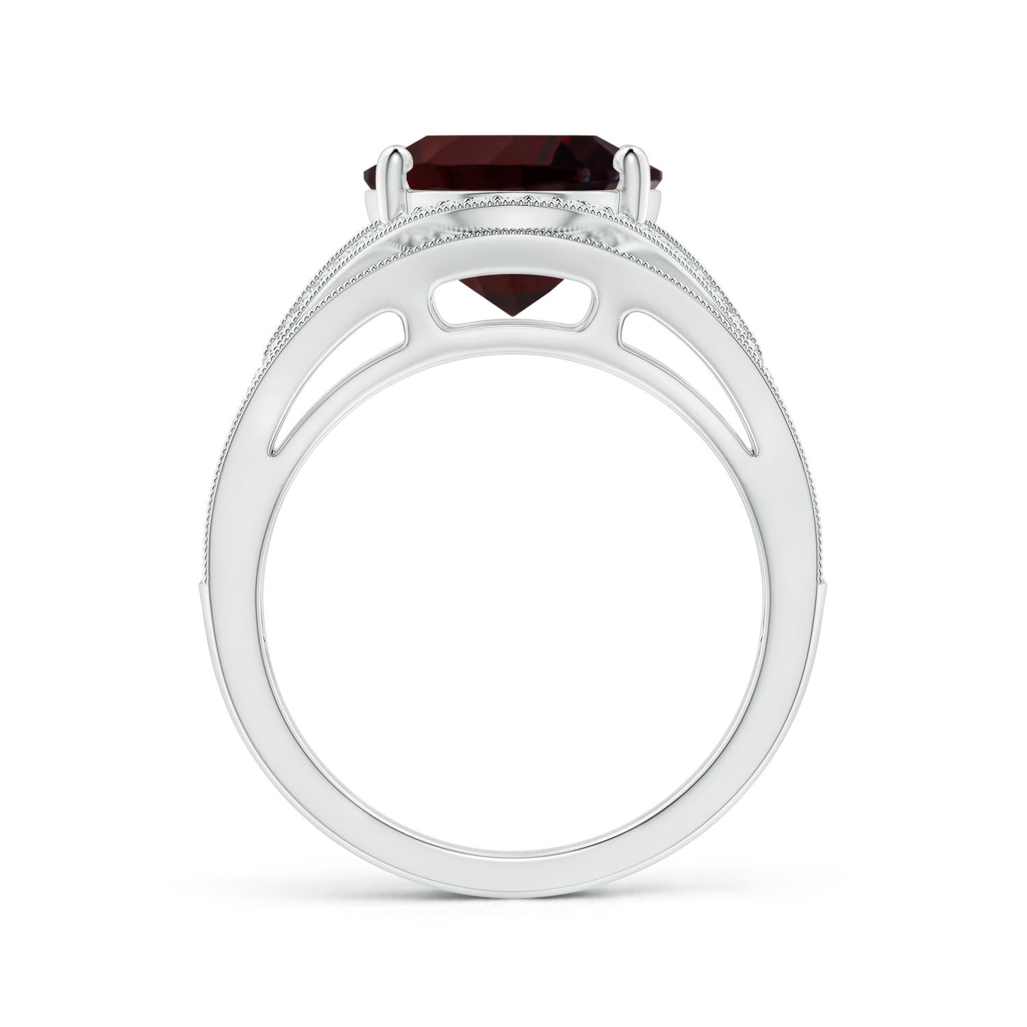 14.08x10.09x5.79mm AAA GIA Certified Oval Garnet Ornate Shank Cocktail Ring in 18CT White Gold - side 2